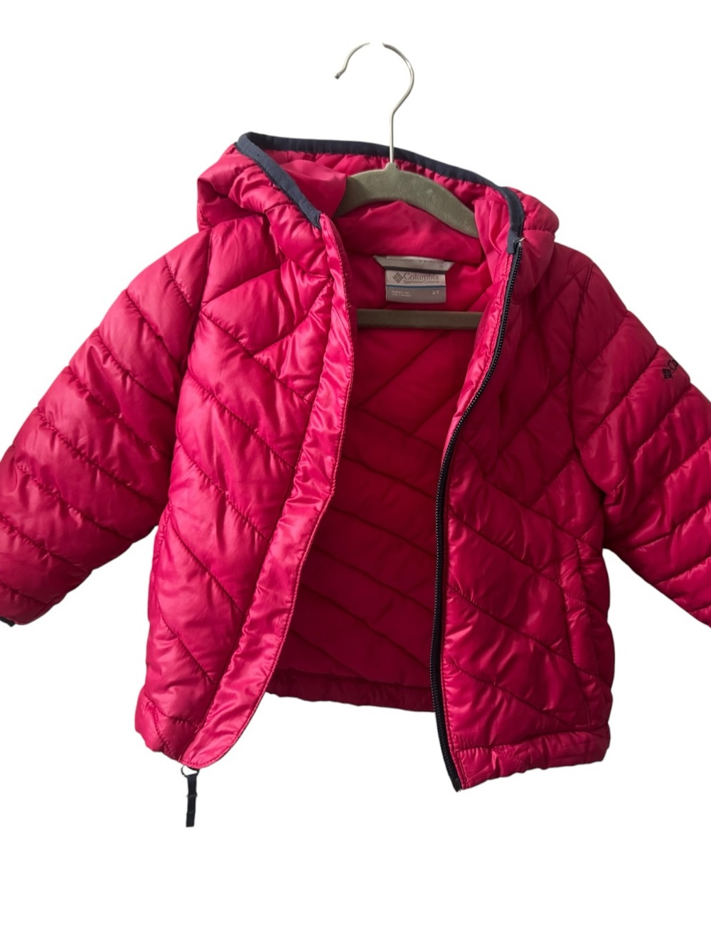 Columbia Kids Hooded Puffer Jacket in Bright Pink